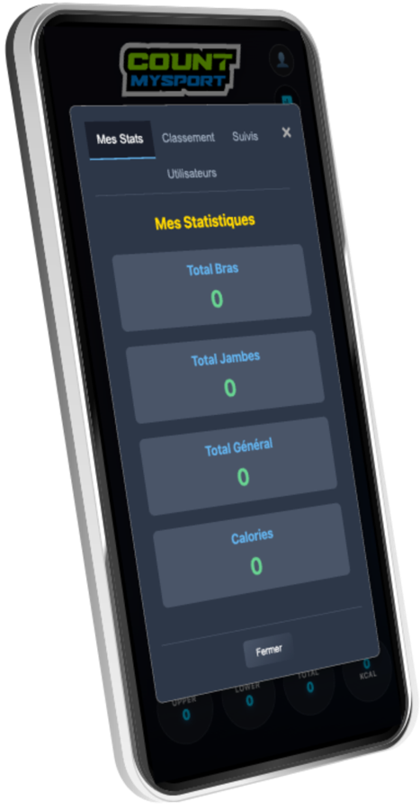 Interface de l'application CountMySport affiché sur un iphone
