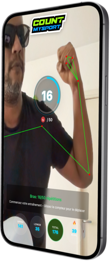 Interface de l'application CountMySport affiché sur un iphone
